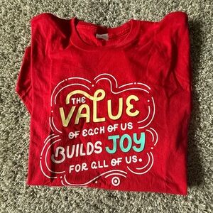 Red Graphic T-Shirt with Joyful Message